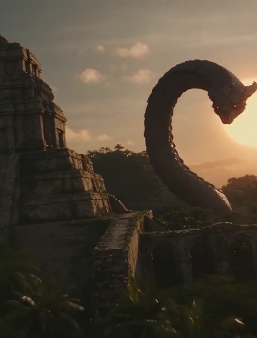 Seedance 2.5 clip of jungle cliffs and ancient ruins in low golden light