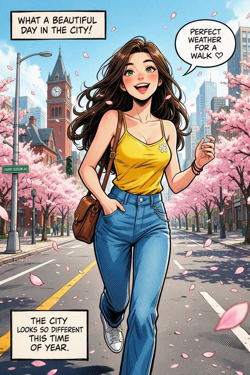 Le même personnage, redessiné dans un style bande dessinée affirmé
