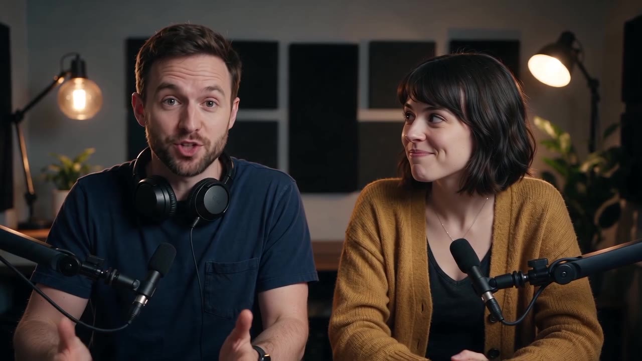 AI podcast clip: two hosts, one speaker, made with lip sync