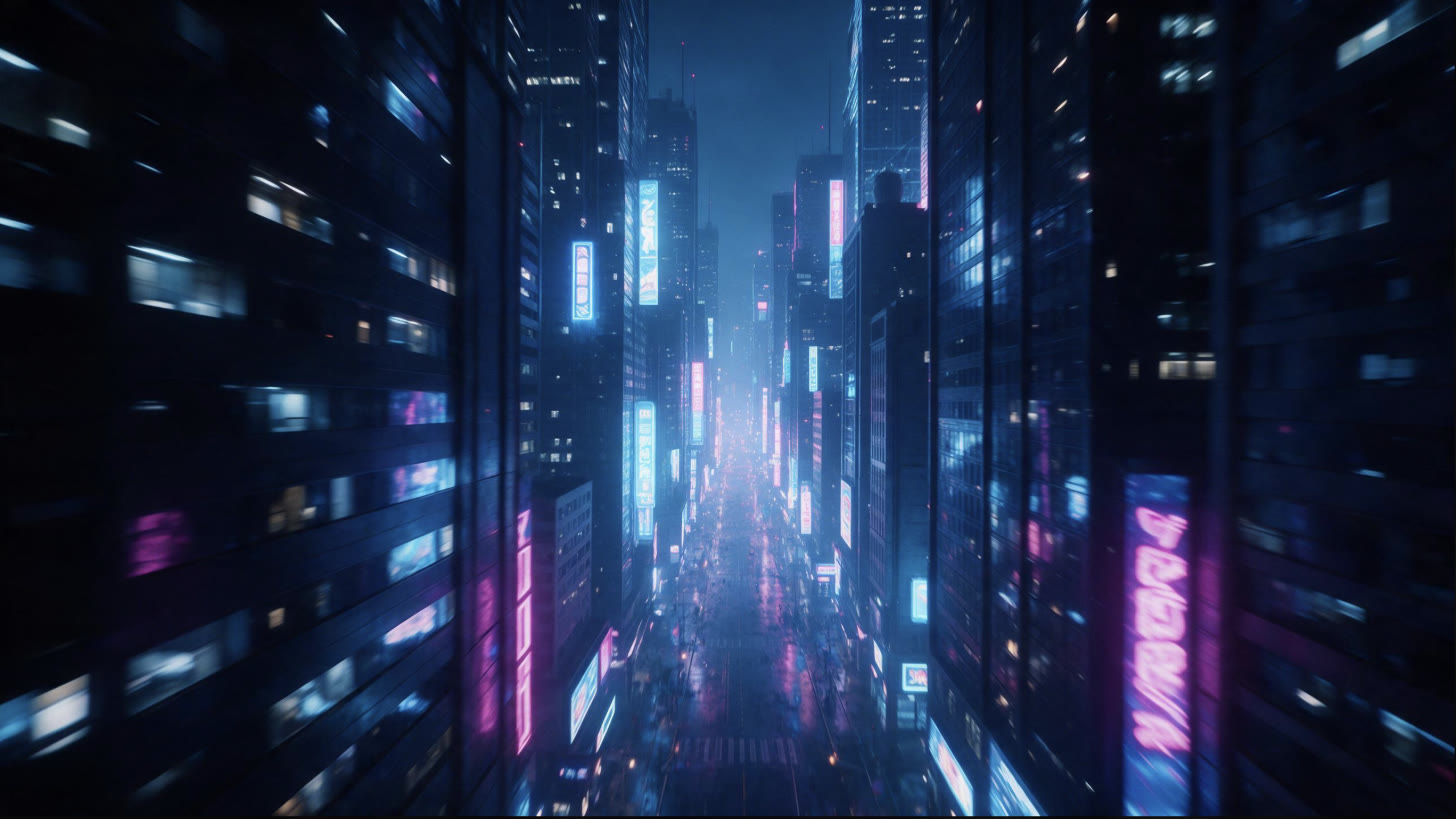 Neon city flythrough