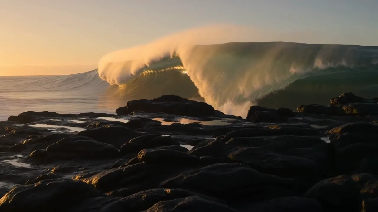 Ocean wave crashing at golden hour, made with Seedance 2.0 Fast