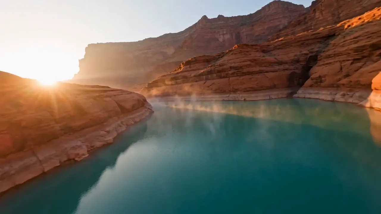 FPV drone flight through a red canyon, made with Seedance 2.0